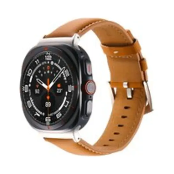 By Qubix Premium Leren Bandje - Lichtbruin - Geschikt Voor Samsung Galaxy Watch Ultra Bandjes - 47mm thumbnail