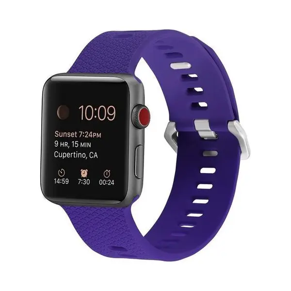 By Qubix Siliconen Bandje Met Motief - Paars - Geschikt Voor Apple Watch 44 Mm - 45 Mm - 46 Mm - 49 Mm (Ultra 1, 2 En 3) - Compatible Apple Watch thumbnail