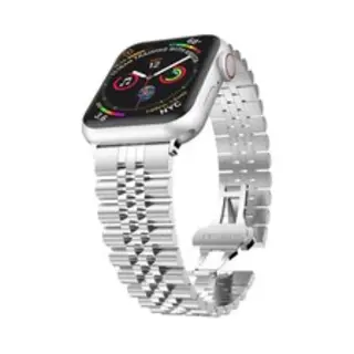 By Qubix Metalen Schakelband - Zilver - Geschikt Voor Apple Watch 38 Mm - 40 Mm - 41 Mm - 42 Mm