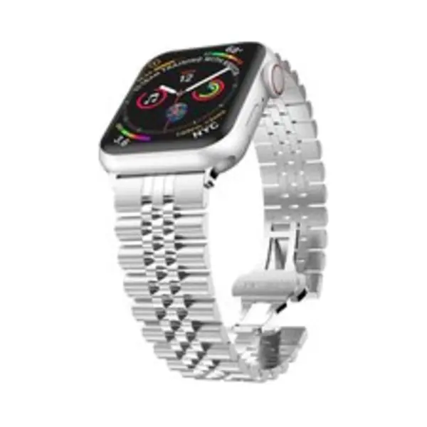By Qubix Metalen Schakelband - Zilver - Geschikt Voor Apple Watch 38 Mm - 40 Mm - 41 Mm - 42 Mm thumbnail