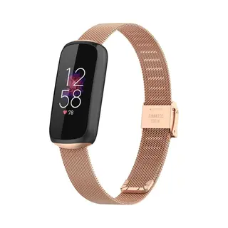 By Qubix - Geschikt Voor Fitbit Luxe Bandje - Milanese Bandje Met Klemsluiting - Champagne Goud Smartwatchbandje Horlogeband Polsband Armband Strap