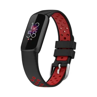 By Qubix - Geschikt Voor Fitbit Luxe Bandje - Siliconen Sportbandje - Maat, Large - Zwart + Rood Smartwatchbandje Horlogeband Polsband Armband Strap