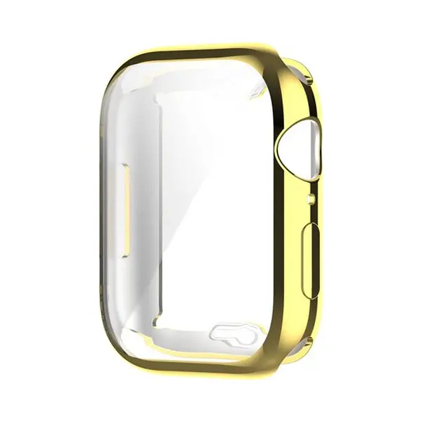 By Qubix Siliconen Case (volledig Beschermd) 41mm - Goud - Geschikt Voor Apple Watch 41mm Hoesje - Screenprotector - Bescherming IWatch - Bescherm thumbnail