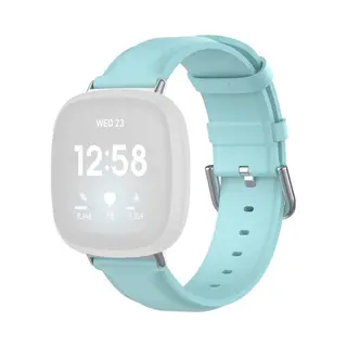 By Qubix Geschikt Voor Fitbit Versa 3 - Fitbit Versa 4 - Fitbit Sense 1 - Fitbit Sense 2 Leren Bandje - Lichtblauw Smartwatchbandje Bandje Armband