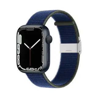 By Qubix Nylon Bandje Met Klemsluiting - Donkerblauw - Geschikt Voor Apple Watch 38 Mm - 40 Mm - 41 Mm - 42 Mm - Compatible Apple Watch Bandje -