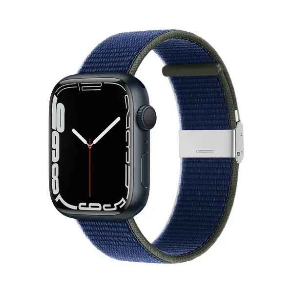 By Qubix Nylon Bandje Met Klemsluiting - Donkerblauw - Geschikt Voor Apple Watch 38 Mm - 40 Mm - 41 Mm - 42 Mm - Compatible Apple Watch Bandje - thumbnail