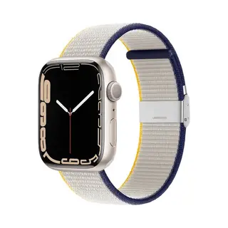 By Qubix Nylon Bandje Met Klemsluiting - Wit - Geschikt Voor Apple Watch 44 Mm - 45 Mm - 46 Mm - 49 Mm (Ultra 1, 2 En 3) - Compatible Apple Watch