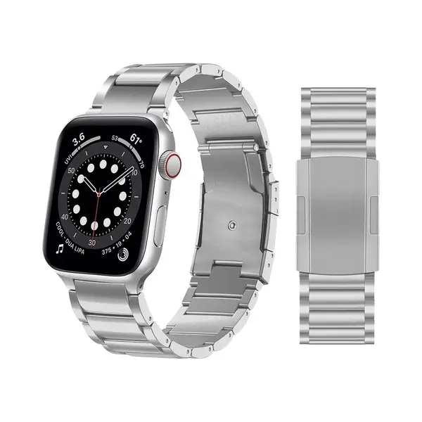 By Qubix Titanium Schakelband - Zilver - Geschikt Voor Apple Watch 38 Mm - 40 Mm - 41 Mm - 42 Mm thumbnail
