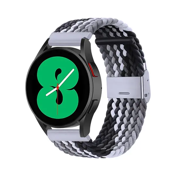 By Qubix - Smartwatch Bandje 20mm - Braided Nylon Bandje - Grijs - Zwart - Geschikt Voor Garmin Vivoactive 6 - Vivoactive 5 - Vivoactive 3 - Geschikt thumbnail