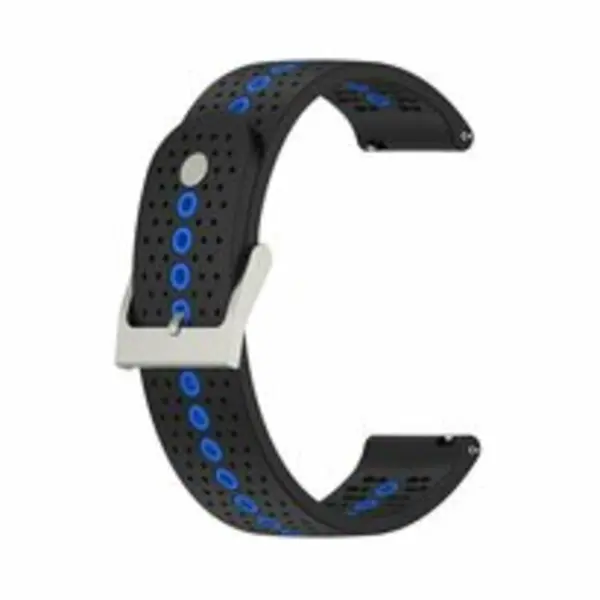By Qubix - Smartwatch Bandje 20mm - Geschikt Voor Garmin Vivomove 3 - Hr - Luxe - Sport - Style - Trend - Dot Pattern Bandje - Zwart Met Blauw - thumbnail