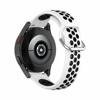 By Qubix - Smartwatch Bandje 20mm - Geschikt Voor Garmin Forerunner 55 - 165 - 245 - 570 (42mm) - 645 - Siliconen Sportbandje Met Gesp - Wit + Zwart -