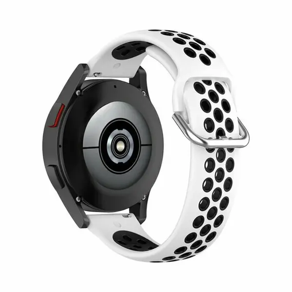 By Qubix - Smartwatch Bandje 20mm - Geschikt Voor Garmin Forerunner 55 - 165 - 245 - 570 (42mm) - 645 - Siliconen Sportbandje Met Gesp - Wit + Zwart - thumbnail