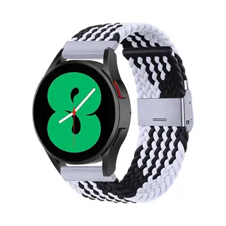 By Qubix - Smartwatch Bandje 20mm - Geschikt Voor Garmin Forerunner 55 - 165 - 245 - 570 (42mm) - 645 - Braided Nylon Bandje - Zwart - Wit - Geschikt