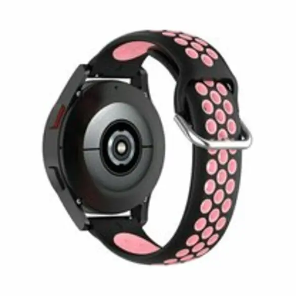 By Qubix - Smartwatch Bandje 20mm - Geschikt Voor Garmin Venu - Sq - Sq2 - 2 Plus - Siliconen Sportbandje Met Gesp - Zwart + Roze - Geschikt Voor thumbnail