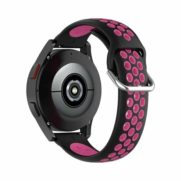 By Qubix - Smartwatch Bandje 22mm - Geschikt Voor Garmin Venu 2 / Garmin Venu 3 - Siliconen Sportbandje Met Gesp - Zwart + Roze - Geschikt Voor Garmin thumbnail