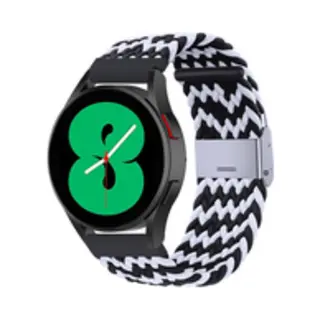 By Qubix - Smartwatch Bandje 22mm - Geschikt Voor Garmin Venu 2 / Garmin Venu 3 - Braided Nylon Bandje - Zwart - Wit - Geschikt Voor Garmin Bandje