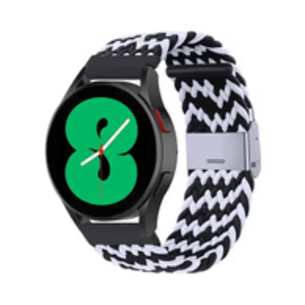 By Qubix - Smartwatch Bandje 22mm - Geschikt Voor Garmin Venu 2 / Garmin Venu 3 - Braided Nylon Bandje - Zwart - Wit - Geschikt Voor Garmin Bandje thumbnail