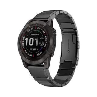 By Qubix - 26mm Quickfit - Stainless Steel Schakelband - Zwart - Geschikt Voor Garmin Epix Pro Gen 2 (51mm) - Quatix 7X - 6X & Tactix 7 (pro)