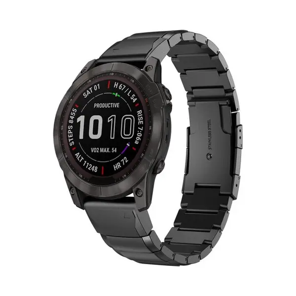 By Qubix - 26mm Quickfit - Stainless Steel Schakelband - Zwart - Geschikt Voor Garmin Epix Pro Gen 2 (51mm) - Quatix 7X - 6X & Tactix 7 (pro) thumbnail