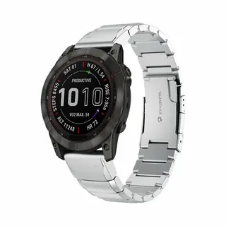 By Qubix - 22mm Quickfit - Stainless Steel Schakelband - Zilver - Geschikt Voor Garmin Forerunner 745 - 935 - 945 - 955 - 965
