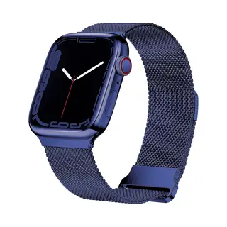 By Qubix Geschikt Voor Apple Watch Milanese Band - Donkerblauw - Extra Sterke Magneet - Geschikt Voor Apple Watch 44 Mm - 45 Mm - 46 Mm - 49 Mm (Ultra