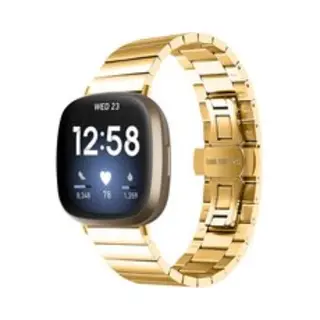 By Qubix - Geschikt Voor Fitbit Versa 3 - Fitbit Versa 4 - Fitbit Sense 1 - Fitbit Sense 2 Metalen Schakelband - Goud