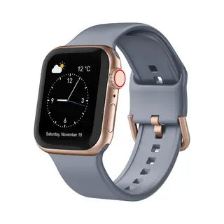 By Qubix Soft Siliconen Bandje Met Gespsluiting - Blauwgrijs - Geschikt Voor Apple Watch 38 Mm - 40 Mm - 41 Mm - 42 Mm - Compatible Apple Watch Bandje