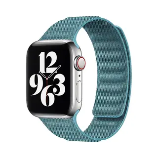 By Qubix Denim Nylon Bandje - Lichtblauw - Geschikt Voor Apple Watch 38 Mm - 40 Mm - 41 Mm - 42 Mm - Compatible Apple Watch Bandje - Smartwatch Bandje