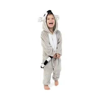Kimu Onesie Lemur Ringstaartmaki Pakje - Maat 86-92 - Ringstaartmakipak Kostuum Grijs Pak - Peuter Huispak Boxpakje Pyjama Jongen Meisje Festival