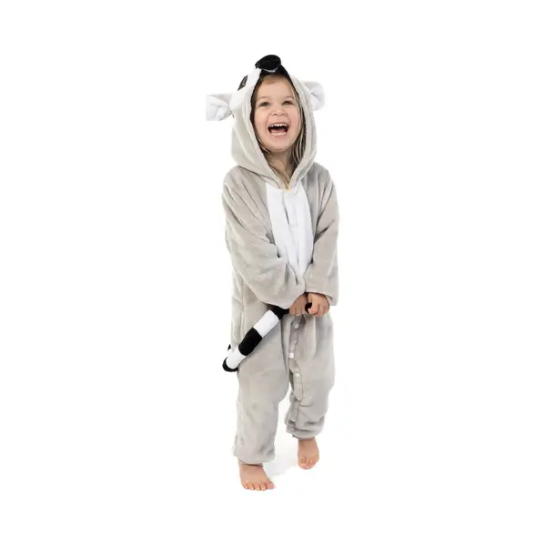 Kimu Onesie Lemur Ringstaartmaki Pakje - Maat 86-92 - Ringstaartmakipak Kostuum Grijs Pak - Peuter Huispak Boxpakje Pyjama Jongen Meisje Festival thumbnail