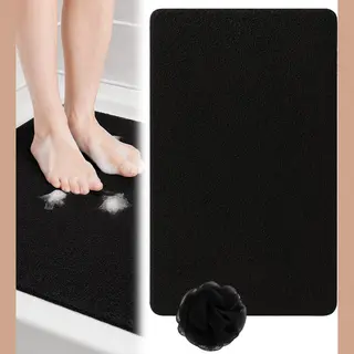 HomeShopXL Hsxl - Antislipmat Douche Zacht & Waterdoorlatend - 70x40CM - Incl. Netspons - Antislip Douchemat Zwart – Anti Slip Douche Cabine Mat – Mat Voor