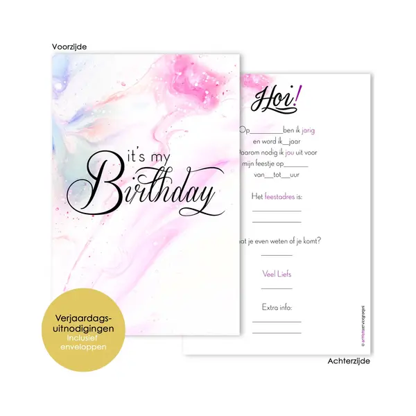 Art Foto Service Groep BCI012 - 8 Uitnodigingen Inclusief Enveloppen - Uitnodiging Verjaardag - Regenboog - Feestje - Uitnodigingskaarten - Unicorn - Uitnodigingen thumbnail