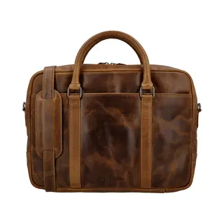 Hide & Stitches Next Navajo Laptoptas 15, 6 Inch - Premium Leder - Business - 100% Leer - Bruin