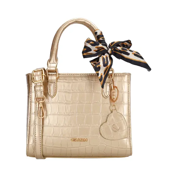 Charm London Knightsbridge Handtas - Crossbody - Schoudertas - Lak - Croco - Dames Tas - Goud thumbnail