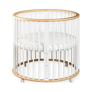 Buxibo – Baby Box – Ronde Houten Speelbox – Playpen – Inclusief Matras – 91x91x85 Cm – Naturel