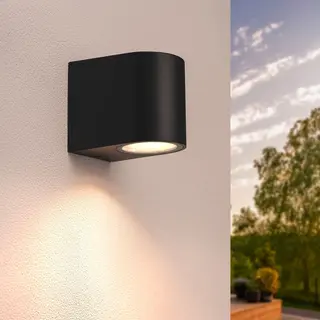 Ledvion - Led Wandlampe Vesta, 3W, 2700K, IP54, Dimmbar, Schwarz, Mit 1x GU10 Down, IP54