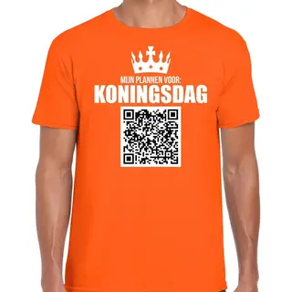 Bellatio Decorations Qr Code Shirt Mijn Plannen Voor Koningsdag Heren Zwart - Koningsdag Kleding / Outfit S