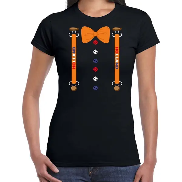 Bellatio Decorations Koningsdag T-shirt Holland Kostuum - Zwart - Dames - Koningsdag Outfit / Kleding / Shirt Xxl thumbnail