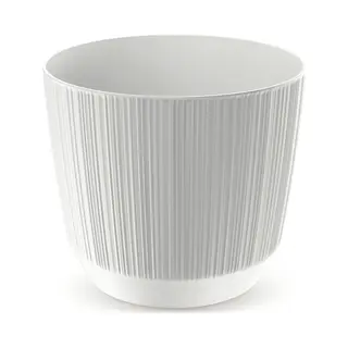 Prosperplast Plantenpot - 2x Stuks - Stripe - Wit - Kunststof - D17xH15 Cm - Voor Binnen/buiten