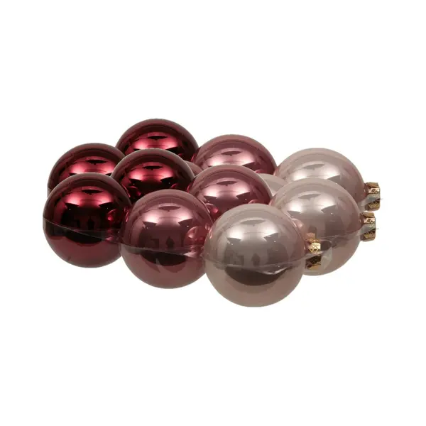 Othmar Decorations 18x Stuks Kerstversiering Kerstballen Roze Tinten Van Glas - 8 Cm - Glans - Kerstboomversiering thumbnail