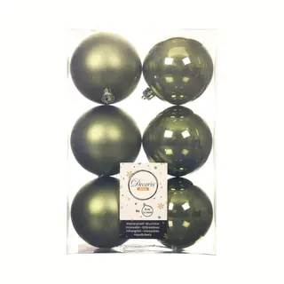 Decoris Kerstballen - 12x St - Mosgroen - D8 Cm - Kunststof - Mat/glans - Kerstversiering
