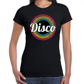 Bellatio Decorations Disco T-shirt Dames - Disco - Zwart - Jaren 80/80's - Carnaval/foute Party L