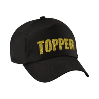Bellatio Decorations Topper Verkleed Pet Zwart Met Gouden Letters - Volwassenen - Toppers