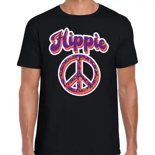 Bellatio Decorations Hippie T-shirt Zwart Voor Heren - 60s / 70s / Toppers Outfit / Kleding Xxl