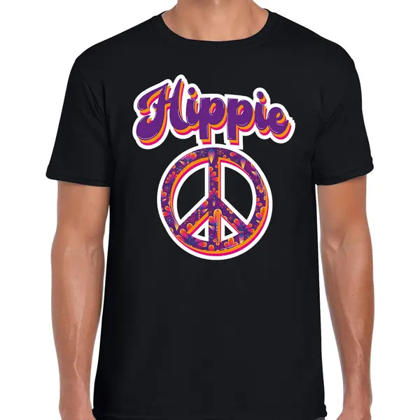 Bellatio Decorations Hippie T-shirt Zwart Voor Heren - 60s / 70s / Toppers Outfit / Kleding Xxl thumbnail