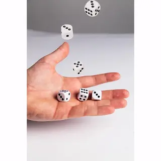 Longfield Speelgoed Spellen Dobbelstenen - 18x Stuks - Wit/zwart - Kunststof - Dobbelen - Spelletjes