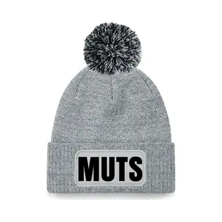 Bellatio Decorations Muts Pompon Met Grappige Tekst - One Size - Grijs