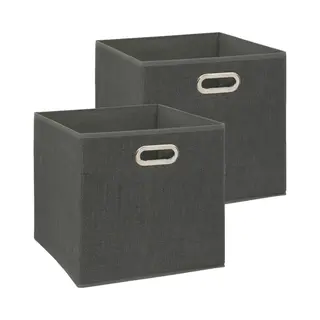 5Five Opbergmand/kastmandje - 2x - Donkergrijs - 31 X 31 X 31 Cm - 29 Liter - Vakkenkast Manden - Stof Met Versterkte Bodem - Opvouwbaar