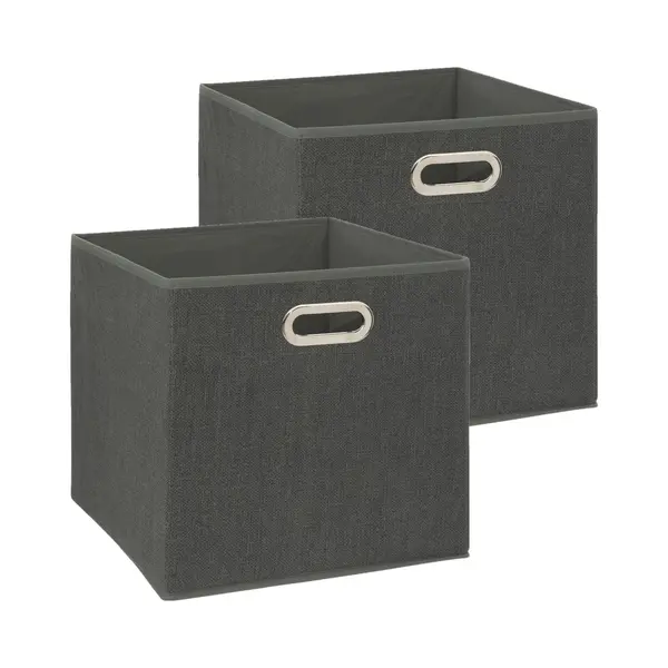 5Five Opbergmand/kastmandje - 2x - Donkergrijs - 31 X 31 X 31 Cm - 29 Liter - Vakkenkast Manden - Stof Met Versterkte Bodem - Opvouwbaar thumbnail