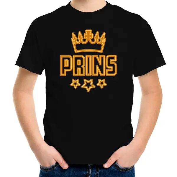 Bellatio Decorations Koningsdag T-shirt - Prins - Voor Jongens - Zwart Met Oranje 110/116 thumbnail